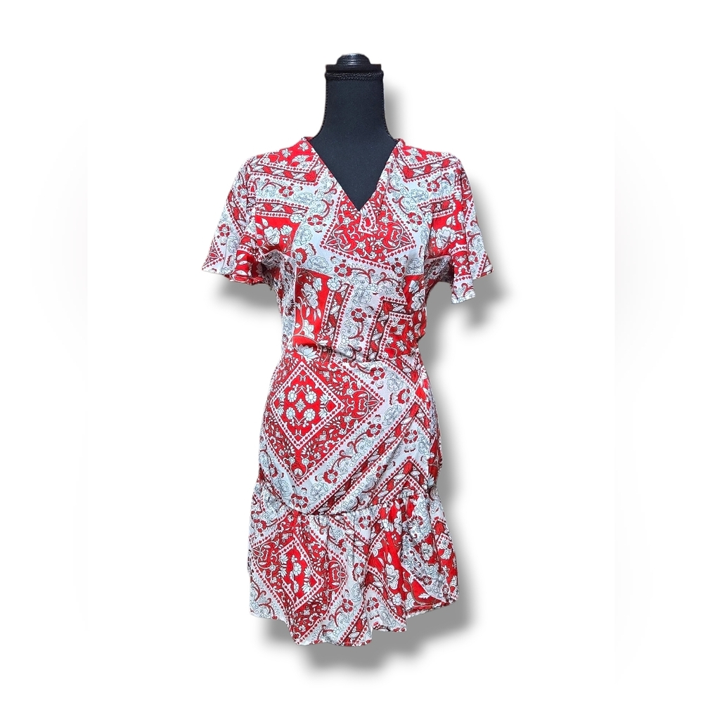 Red and White Patterned Dress